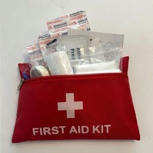 Red First Aid Kit Pouch with Supplies